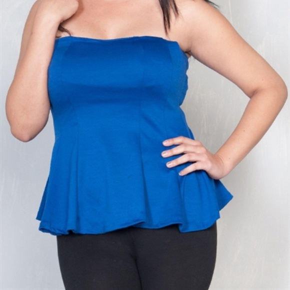 💫3/$20💫 Strapless Peplum Plus Size Top - Picture 2 of 6